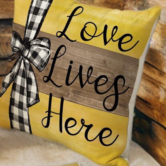 Honey Bee Decorative Pillow Covers Spring Floral Decor Yellow Accent Throw Cases - Picture 5 of 6